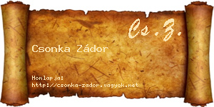 Csonka Zádor névjegykártya
